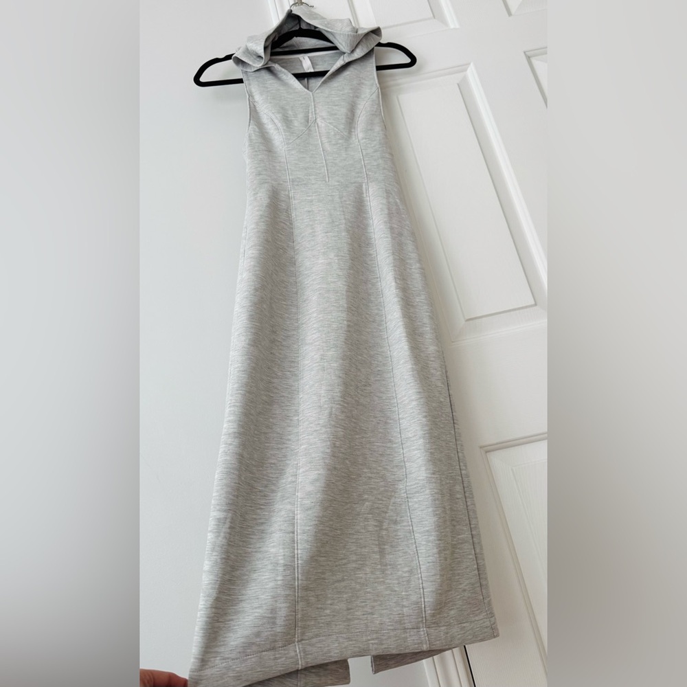 Anthropologie Light Gray Hooded Midi Dress - Picture 8 of 11